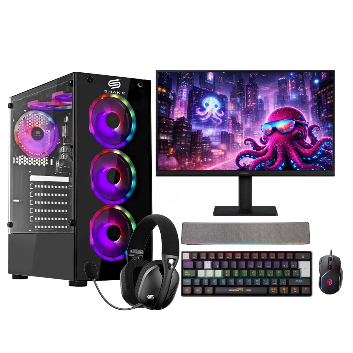 SNAKE GAMER - PC Snake Gamer + Monitor 22” Ryzen 5 5600GT 16GB RAM 512GB