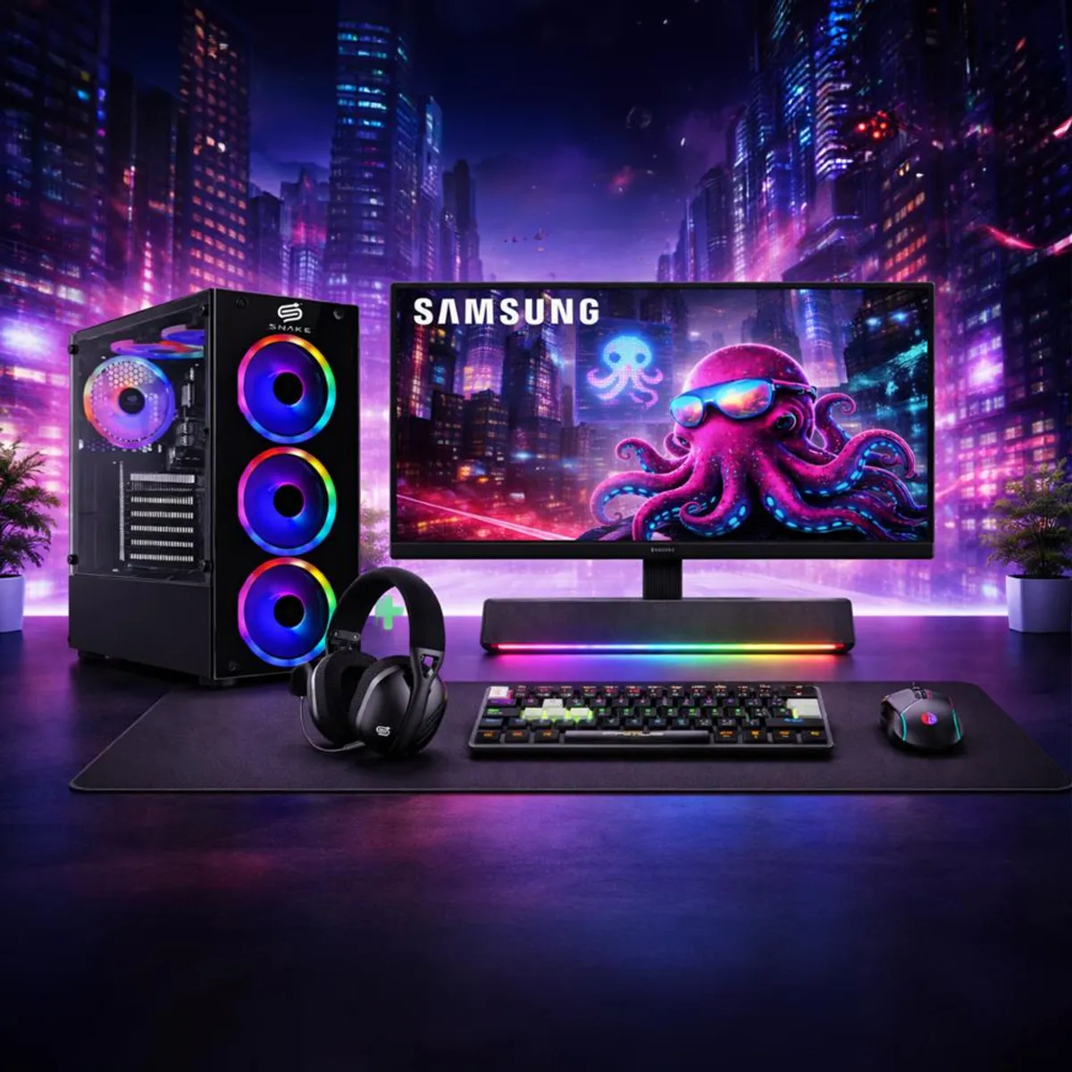 SNAKE GAMER - PC Snake Gamer + Monitor 22” Ryzen 5 5600GT 16GB RAM 512GB
