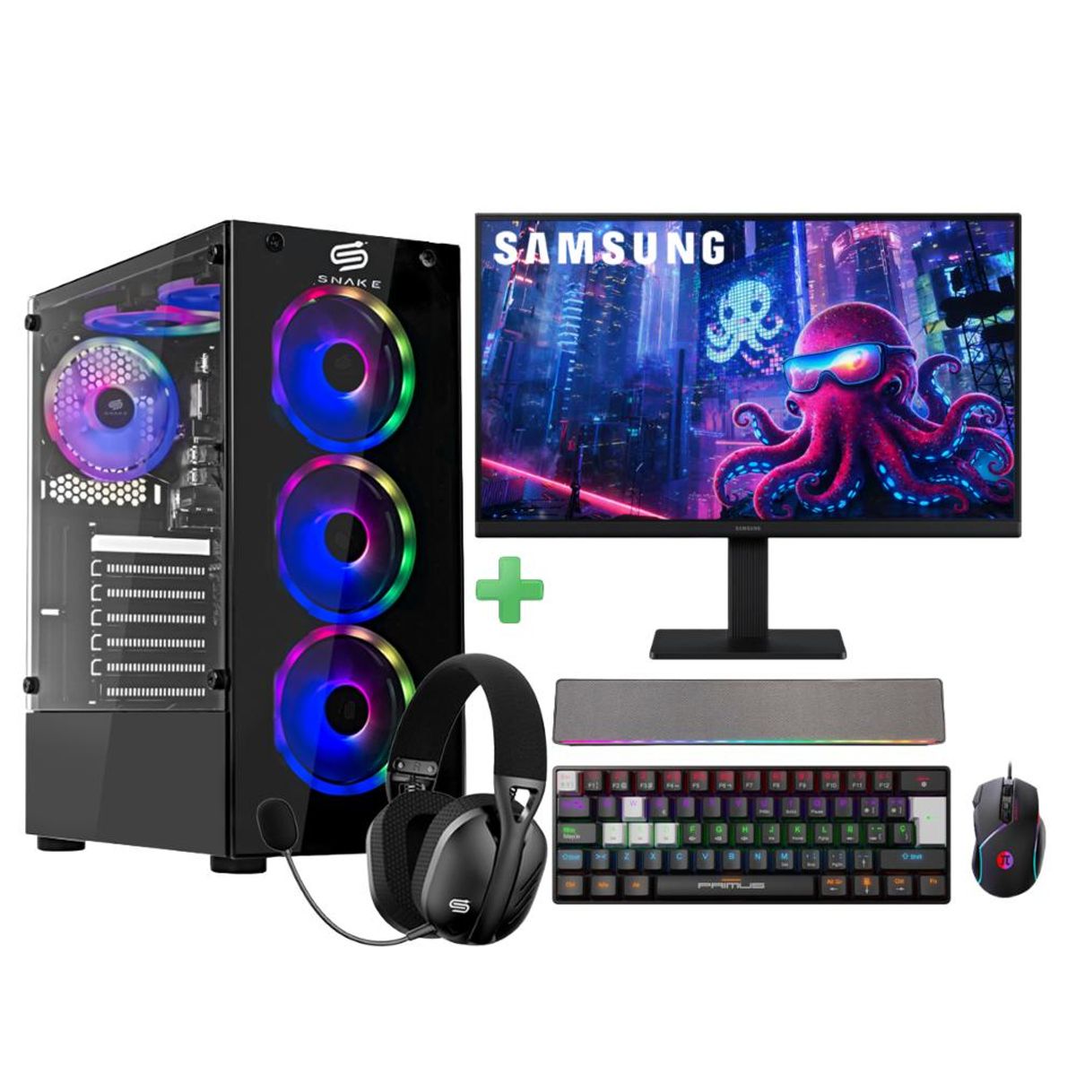SNAKE GAMER - PC Snake Gamer + Monitor 22” Ryzen 3 3200G 16GB RAM 256GB