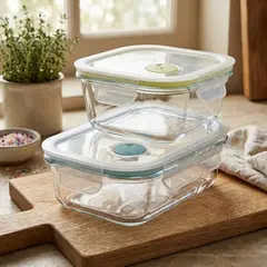 GENERICO - Set 2 Contenedores Recipientes Hermeticos De Vidrio