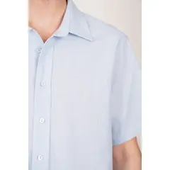 LINNE - Camisa Capri Hombre Lino Rayón Celeste Tailored Fit