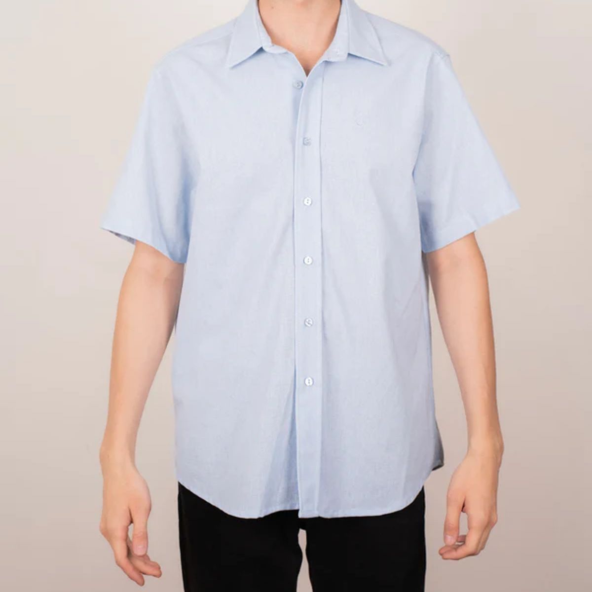 LINNE - Camisa Capri Hombre Lino Rayón Celeste Tailored Fit