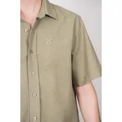 LINNE - Camisa Santorini Hombre Lino Rayón Verde Oliva Tailored Fit