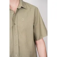 LINNE - Camisa Santorini Hombre Lino Rayón Verde Oliva Tailored Fit