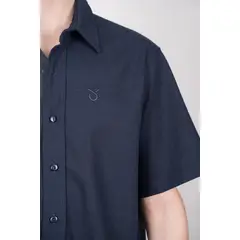 LINNE - Camisa Mykonos Hombre Lino Rayón Azul Marino Tailored Fit