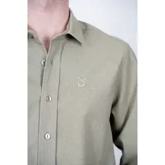 LINNE - Camisa Lisboa Hombre Lino Rayón Verde Oliva Tailored Fit