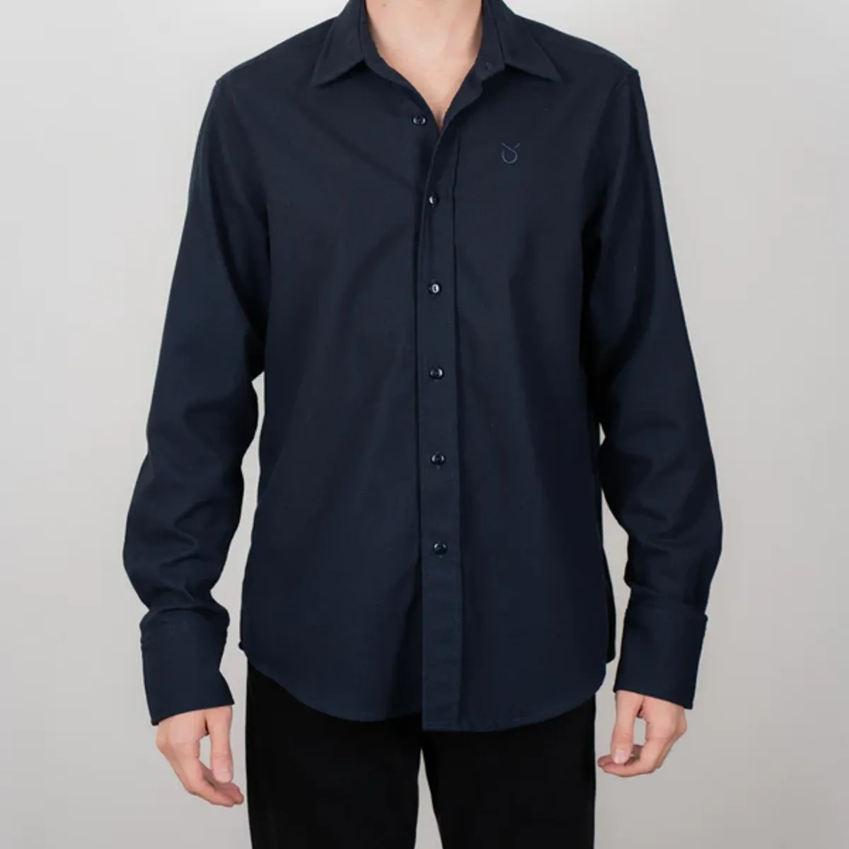 LINNE - Camisa Brucelas Hombre Lino Rayón Azul Marino Tailored Fit