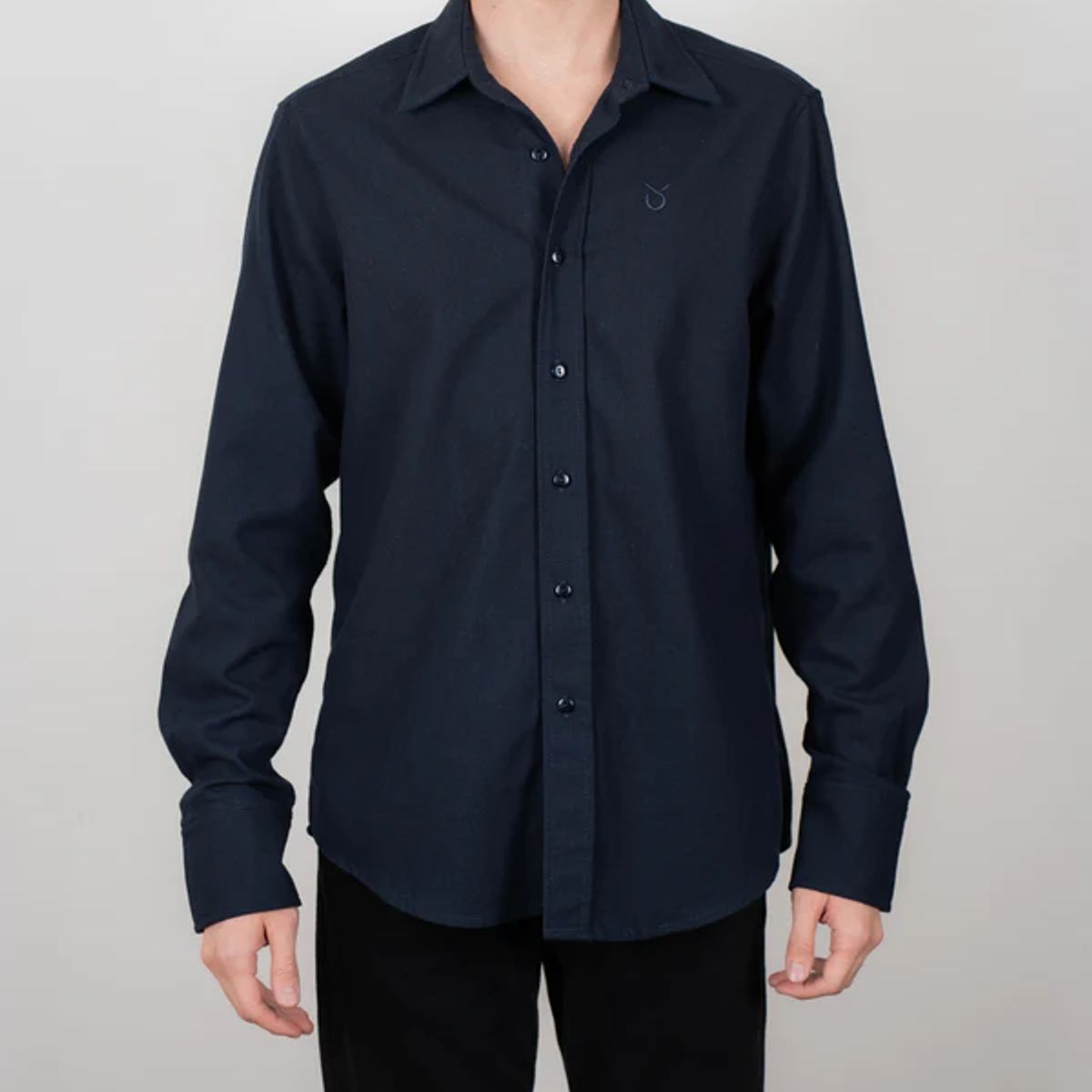 LINNE - Camisa Brucelas Hombre Lino Rayón Azul Marino Tailored Fit