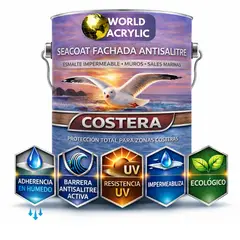 WORLD ACRYLIC - PINTURA MUROS HIDRORREPELENTE - SEACOAT FACHADA ANTISALITRE - BEIGE - TINETA 10L
