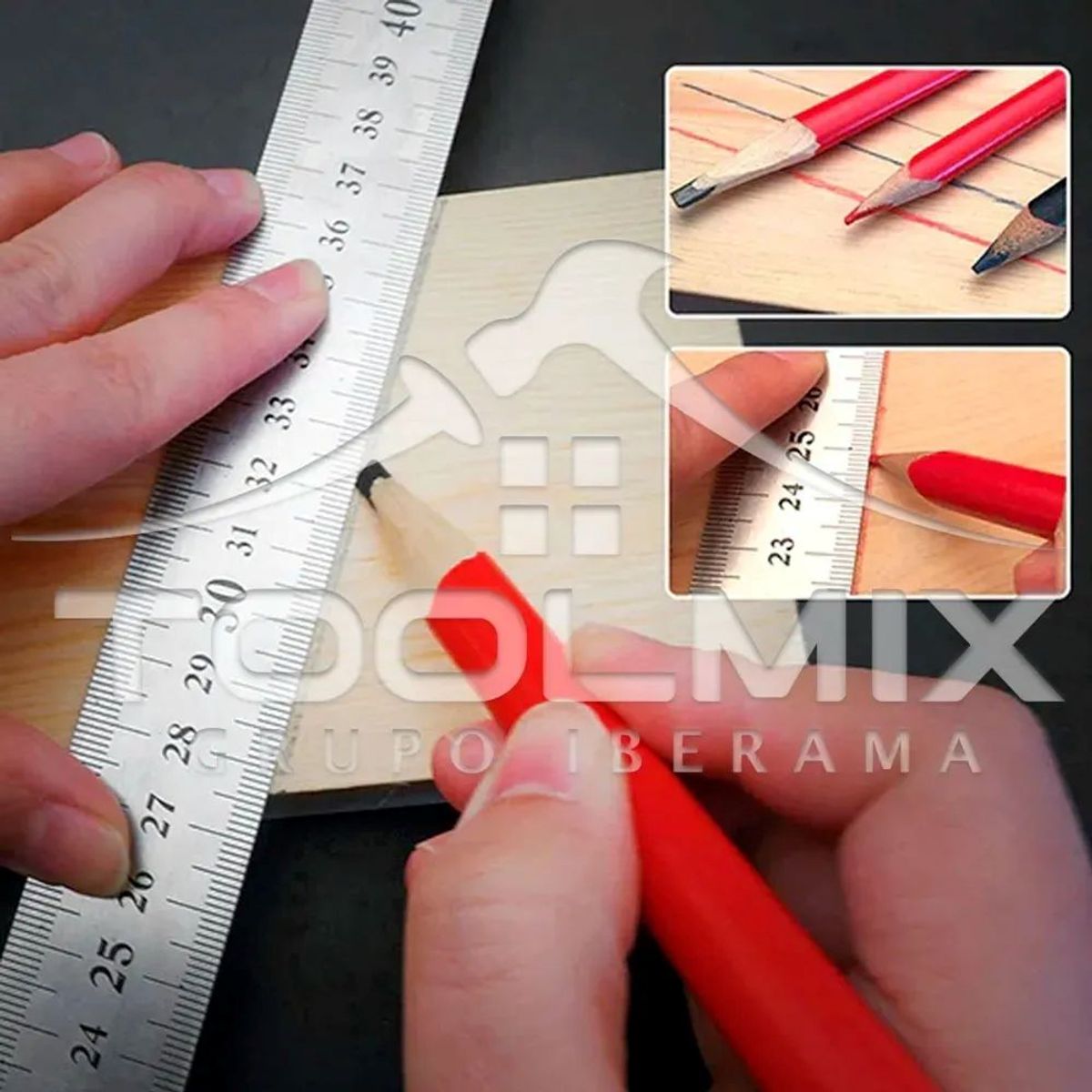 GENERICO - Lápiz Carpintero Ovalado Madera Albañil Construcción 12 Pcs