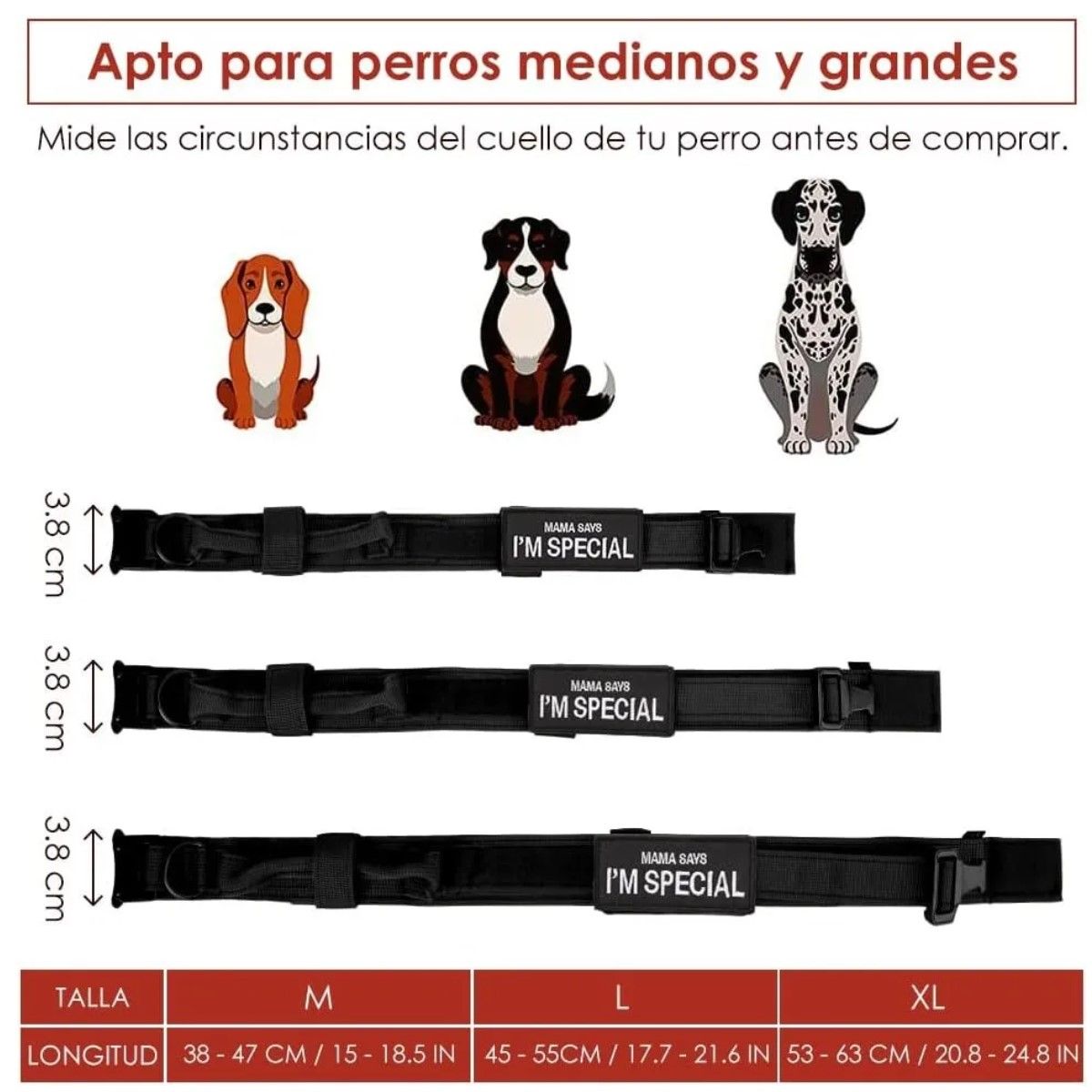 GENERICO - Collar Militar Táctico Para Perros Grandes Mediano Con Mango BELUG