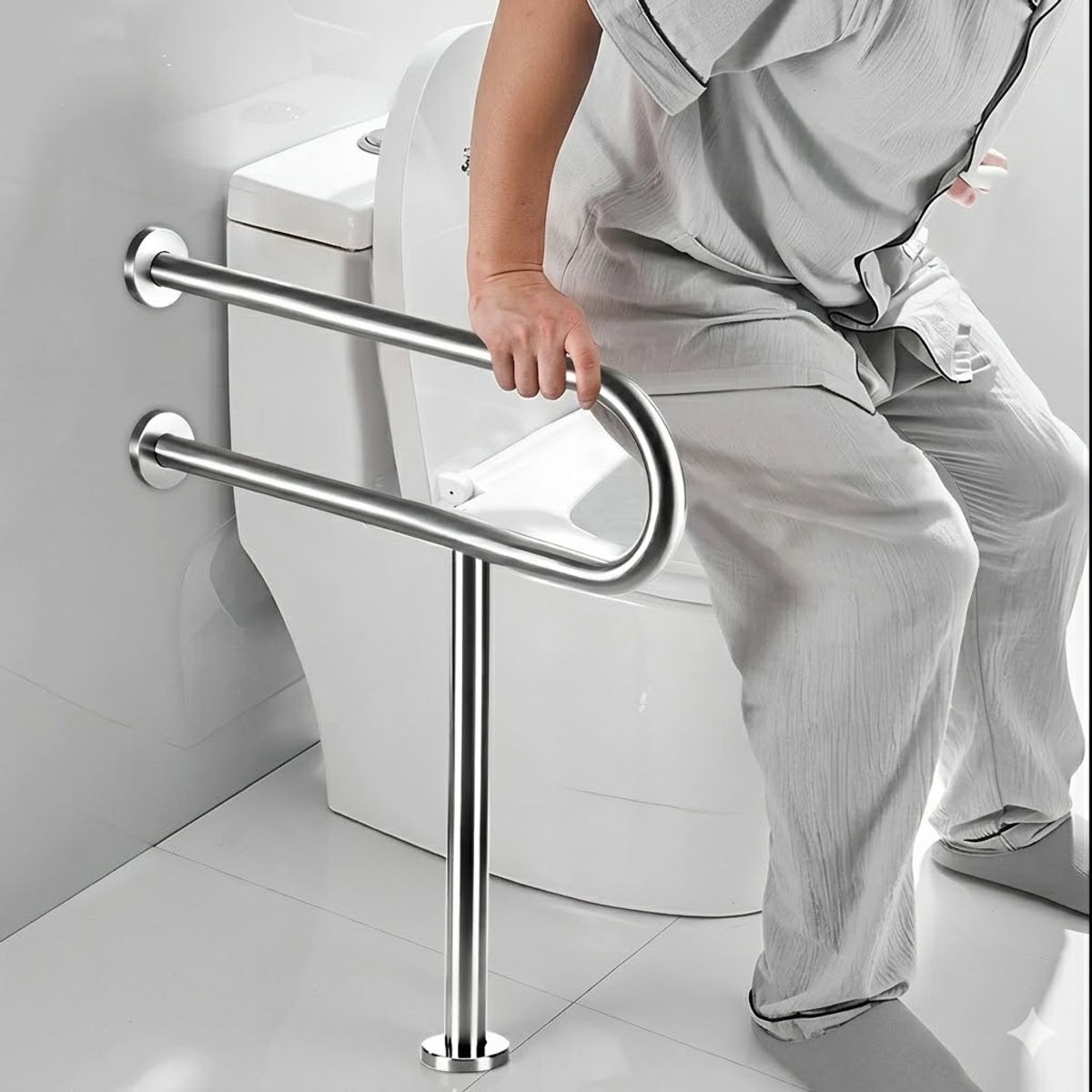 GENERICO - Barra De Muro Piso Para Discapacitados Acero Inoxidable Plata