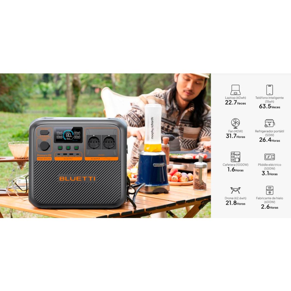 BLUETTI - Estacion de energia Bluetti Premium 200 V2 - 2700W - 2073,6Wh