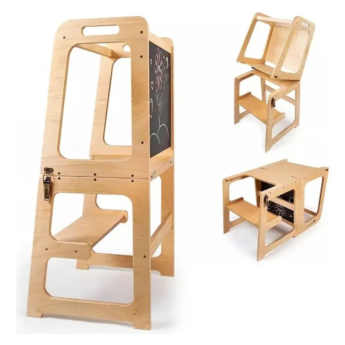 GENERICO - Torre De Aprendizaje Montessori Plegable Con Tablero Dibujo
