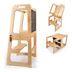 GENERICO - Torre De Aprendizaje Montessori Plegable Con Tablero Dibujo