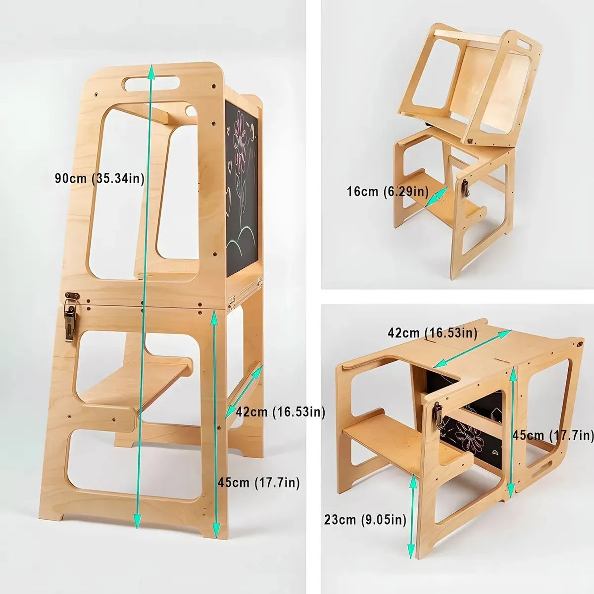 GENERICO - Torre De Aprendizaje Montessori Plegable Con Tablero Dibujo
