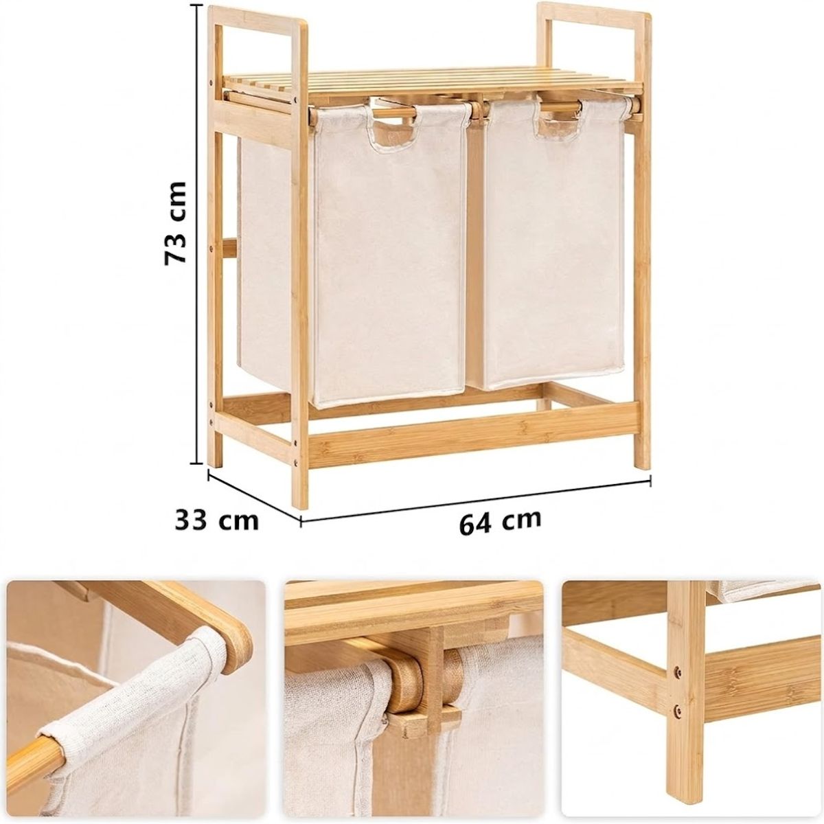 GENERICO - Cesta Canasto De Ropa Sucia Con Soporte De Bambu