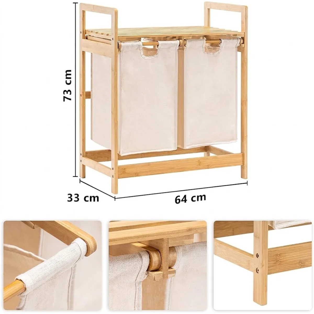 GENERICO - Cesta Canasto De Ropa Sucia Con Soporte De Bambu