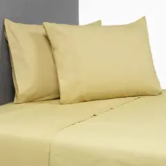 ZAHR - JUEGO DE SABANAS OCRE LISAS KING