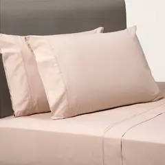 ZAHR - JUEGO DE SABANAS 100% ALGODÓN 200 HILOS ROSADO LISAS KING