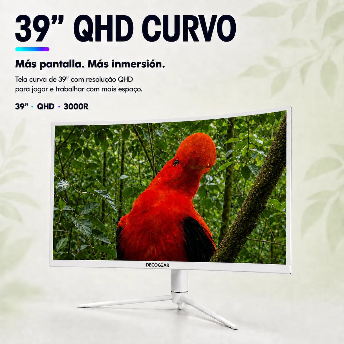 DECO GEAR - Monitor Gamer Curvo 39 Ultrawide Deco Gear QHD 2K 165Hz 1ms USB-C 65W Pantalla Color Blanco