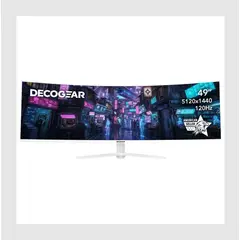 DECO GEAR - Deco Gear49 White Curved 5K DQHD Ultrawide Gaming Monitor, 120Hz 100% sRGB, USB-C