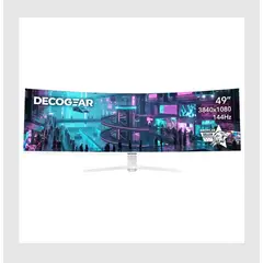 DECO GEAR - 49 Curved Ultrawide White Monitor, 3840x1080, 329, 144Hz, 1ms MPRT, PIPPBP