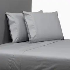 ZAHR - JUEGO DE SABANAS 100% ALGODÓN 200 HILOS GRIS LISAS KING