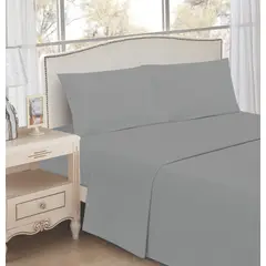 ZAHR - JUEGO DE SABANAS GRIS LISAS KING