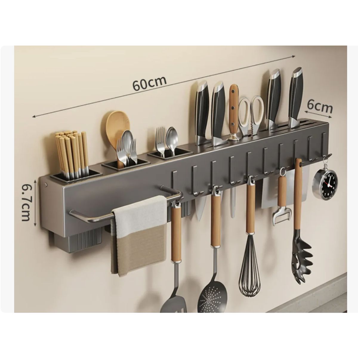 GENERICO - Estante Cocina Sin Taladro Organizador Pared Colgante 60cm