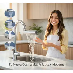 MOVI - Greifo 4 en 1 360° para Cocina Grifo Giratorio con 4 Funciones Spray Extraíble Rotación Completa