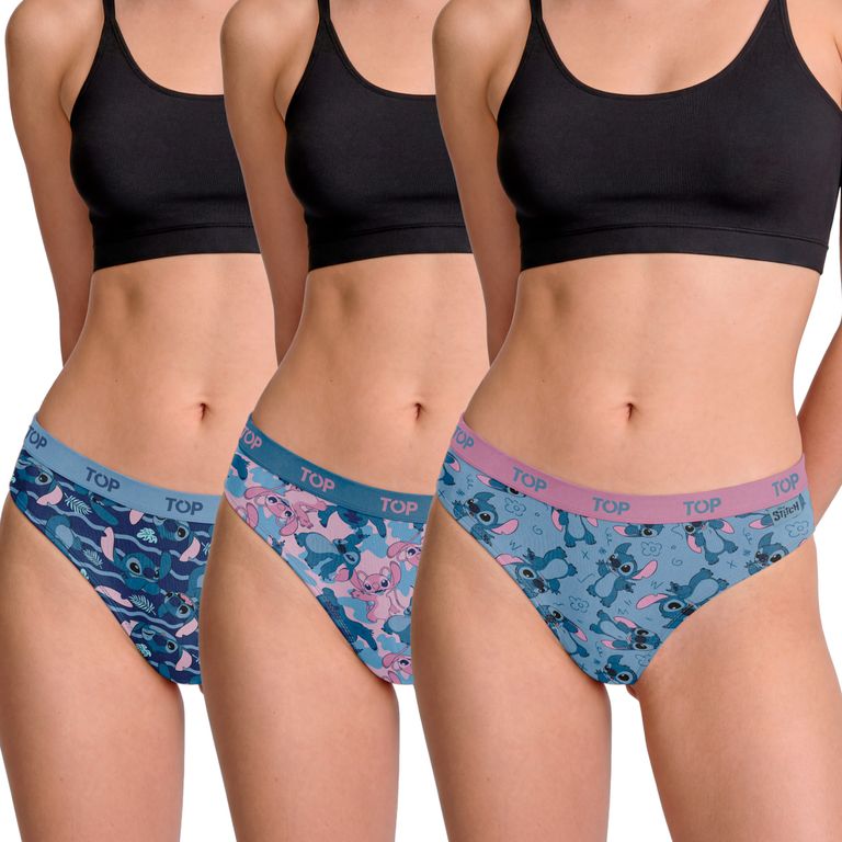 Calzon Bikini Algodon Pack 3 Stitch C3 Multicolor XS