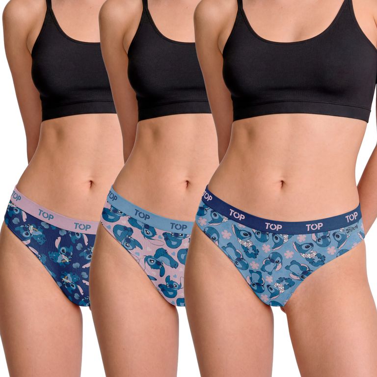 Calzon Bikini Algodon Pack 3 Stitch C5 Multicolor XS
