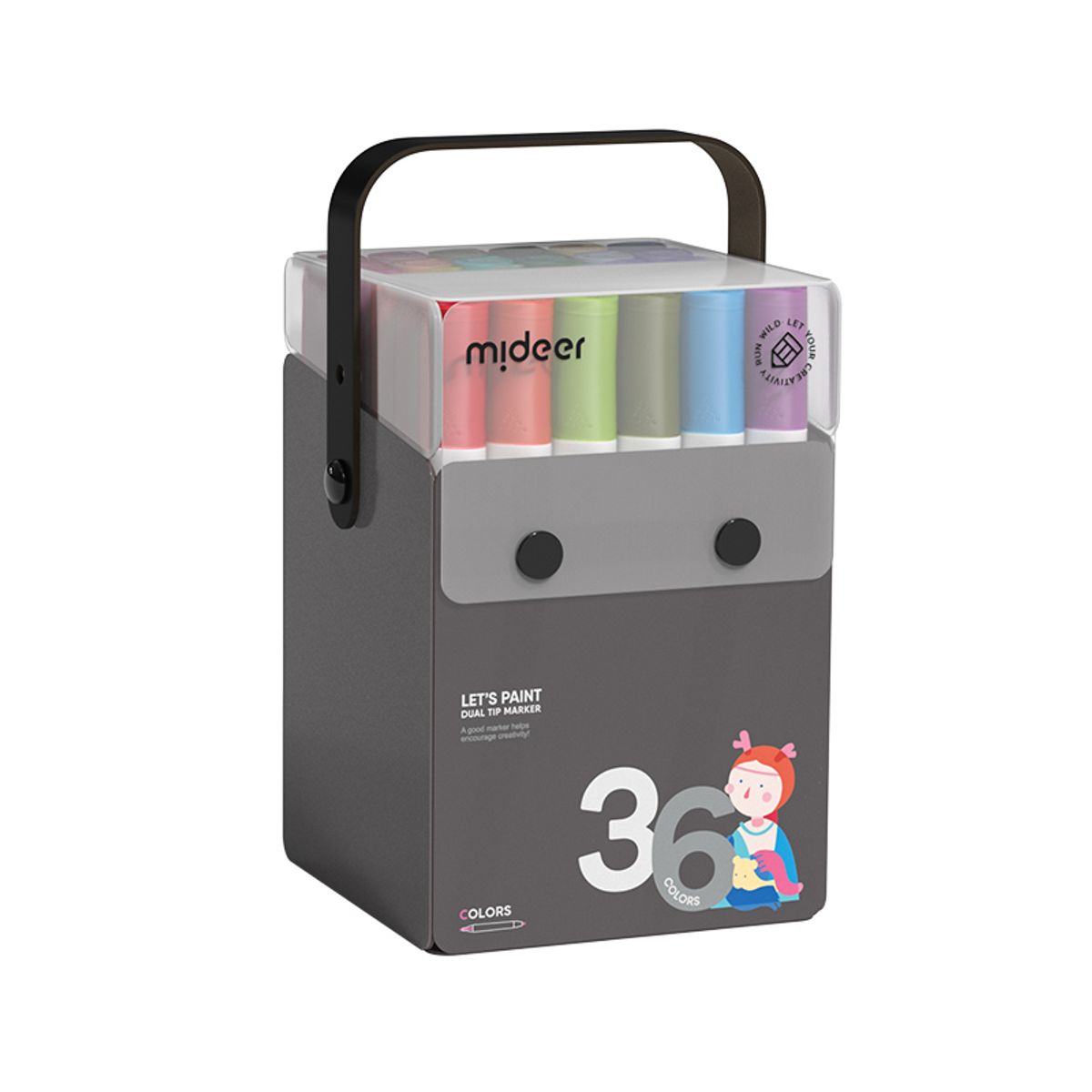 MIDEER - Rotulador de doble punta 36 colores lavables Mideer