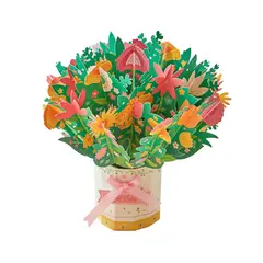MIDEER - Ramo de flores 3D y tarjeta de saludo