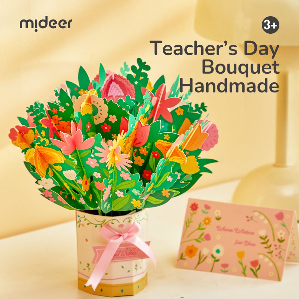 MIDEER - Ramo de flores 3D y tarjeta de saludo Mideer