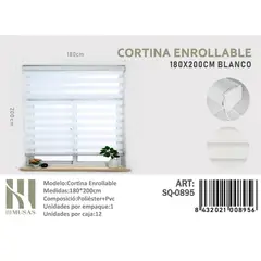 GENERICO - Cortina Roller Duo Lisa 180 x 200 color blanco