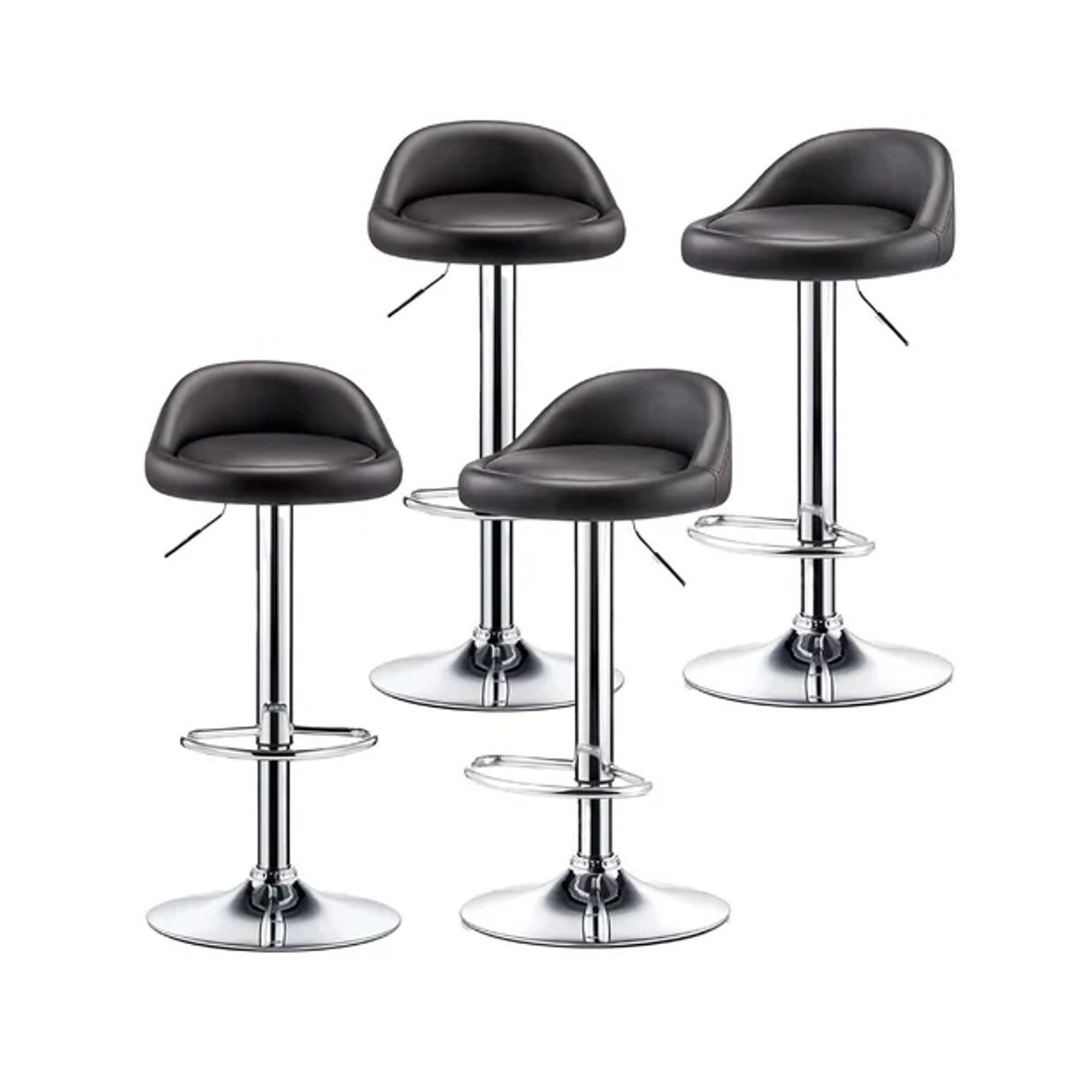 GENERICO - Pack 4 Silla Piso Bar Altura Regulable Taburete Respaldo