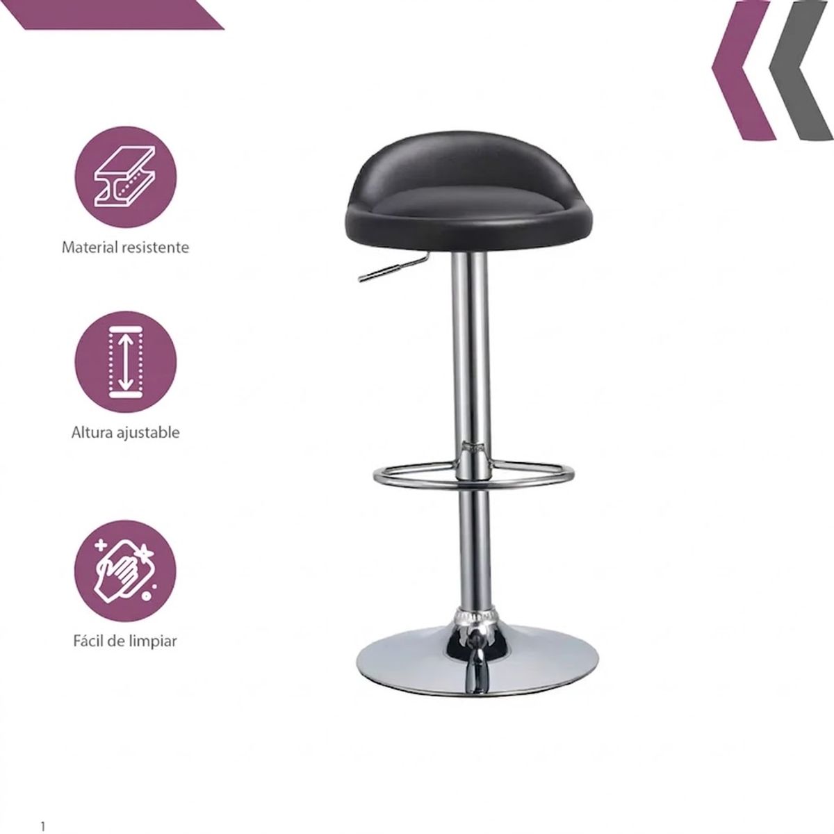 GENERICO - Pack 4 Silla Piso Bar Altura Regulable Taburete Respaldo