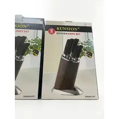 GENERICO - Set X6 De Cuchillos De Cocina Consoporte Acero Inoxidable Negro