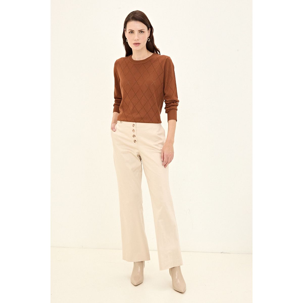 MA GRIFFE - Pantalon Beige Mujer Magriffe