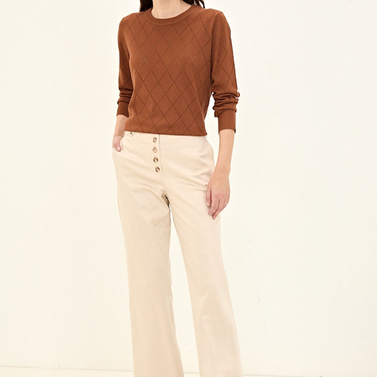 MA GRIFFE - Pantalon Beige Mujer Magriffe