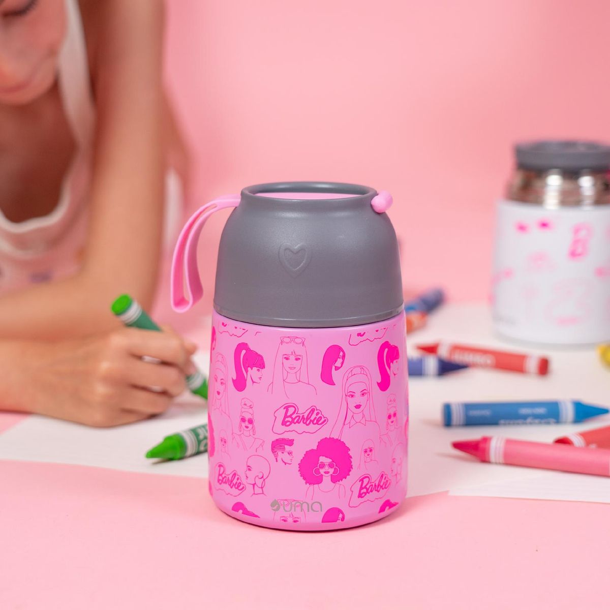 UMA - Termo Comida Barbie & Friends + Cuchara 450ml Acero Inox UMA