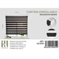 GENERICO - Cortina Roller Duo Lisa 180 x 200 color  negro