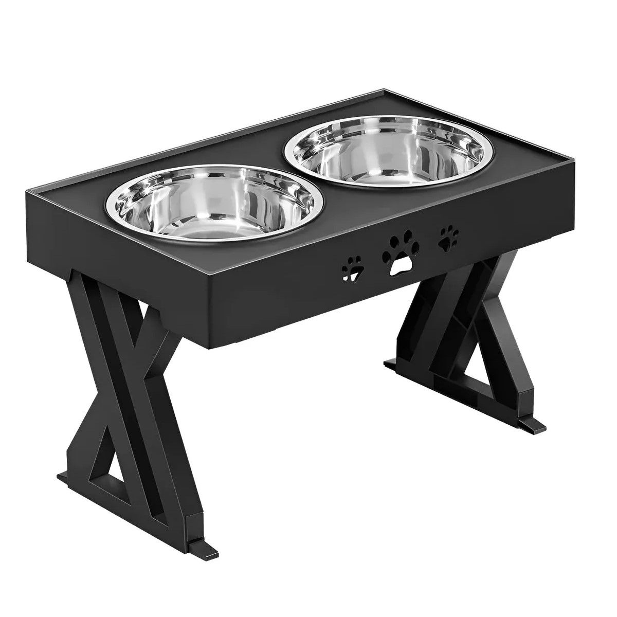 GENERICO - Comedero-bebedero Para Perros Altura Ajustable - Plato Acero Plateado BELUG