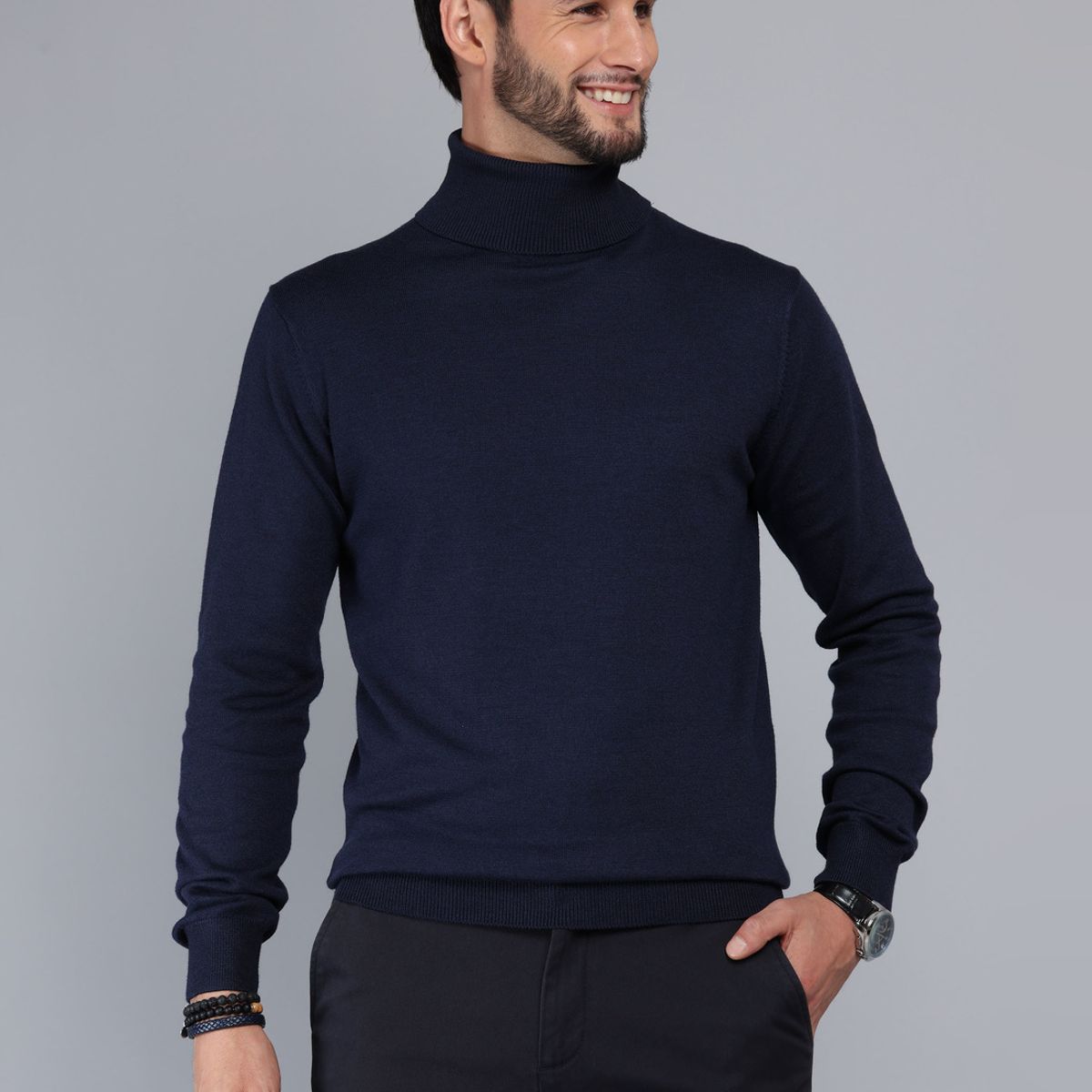 ARROW - Sweater Cuello Alto Regular Fit Azul Marino Arrow ARROW
