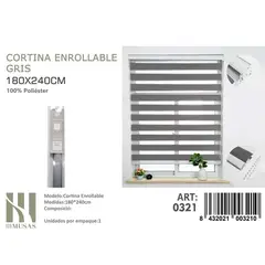 GENERICO - Cortina Roller Duo Lisa 180 x 240 color gris