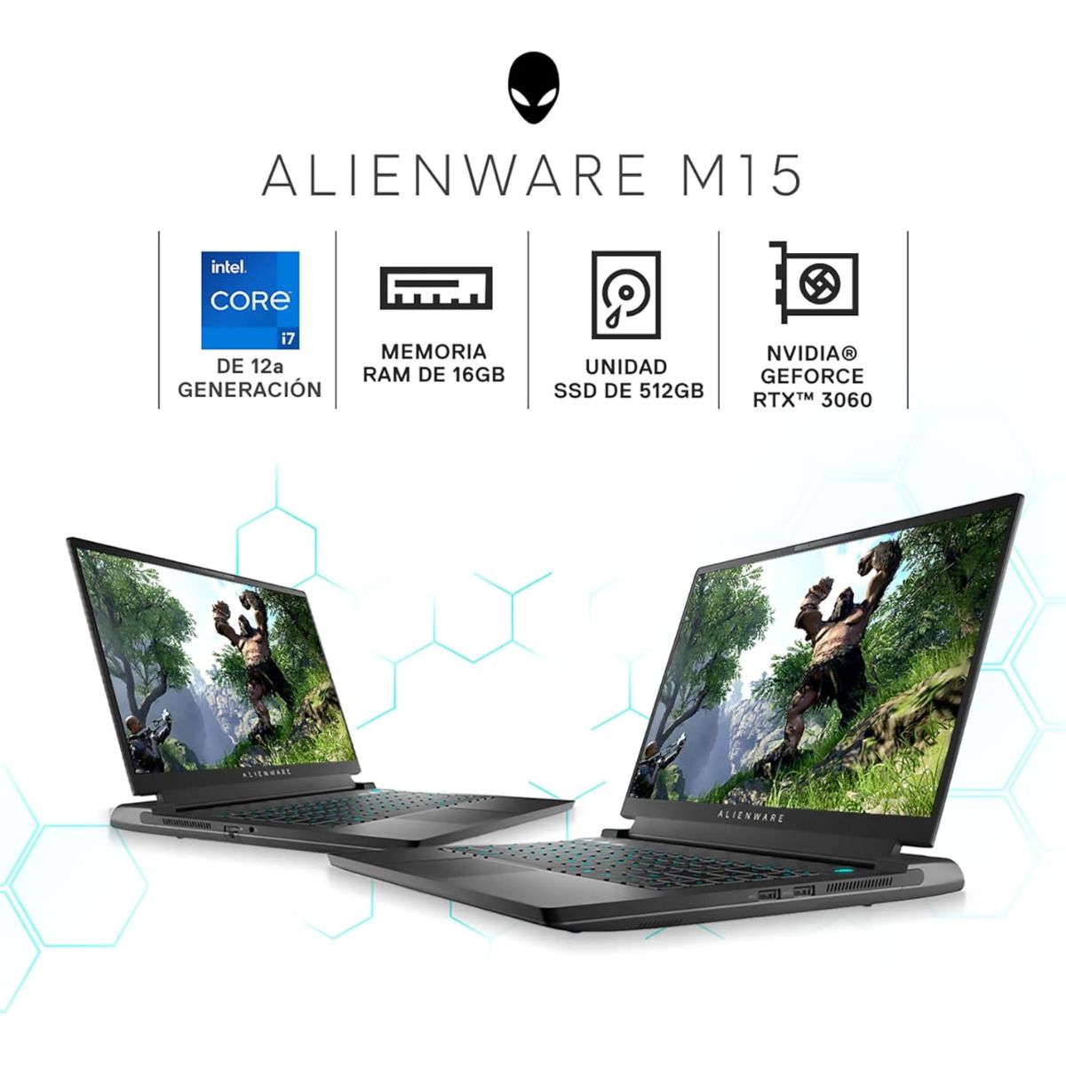 DELL - NOTEBOOK ALIENWARE M15 INTEL CORE I7-12700H 16GB RAM 512GB SSD NVIDIA RTX 3060 6GB 15.6” REACONDICIO