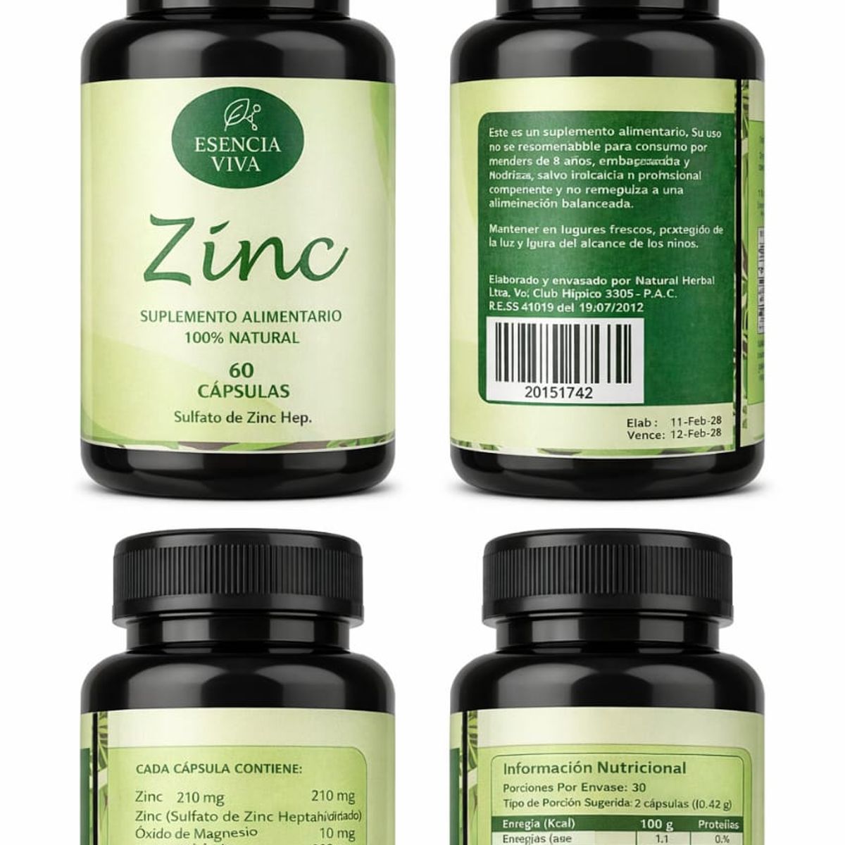 GENERICO - Zinc 10mg 60 Cápsulas 