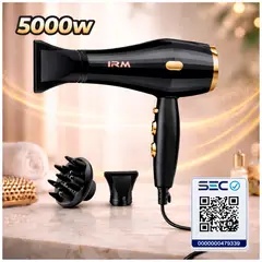 IRM - Secador De Cabello Profesional 5000w Certificado SEC con Difusor Color Negro